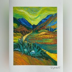 Vibrant Landscape Art Print, Blue Mountains by Rhiannon Schubert